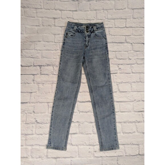 KanCan High Rise Button Fly Distressed Skinny Jeans Size 1 - Picture 2 of 8